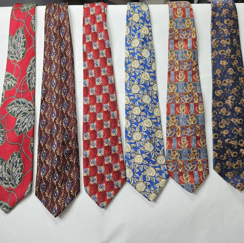 Robert Talbott 100% Silk Tie Bundle Of 6 Floral Motif